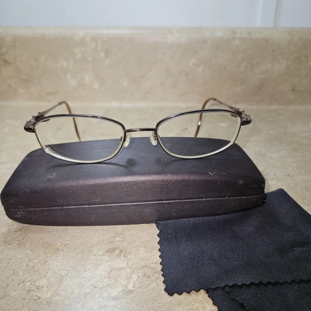 Saks Fifth Avenue Altair Eyeglasses Brown Metal Frame 173‎ FLR 135 Case Cloth